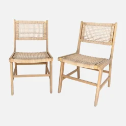 2er Set Gartenstühle aus Holz und Geflecht