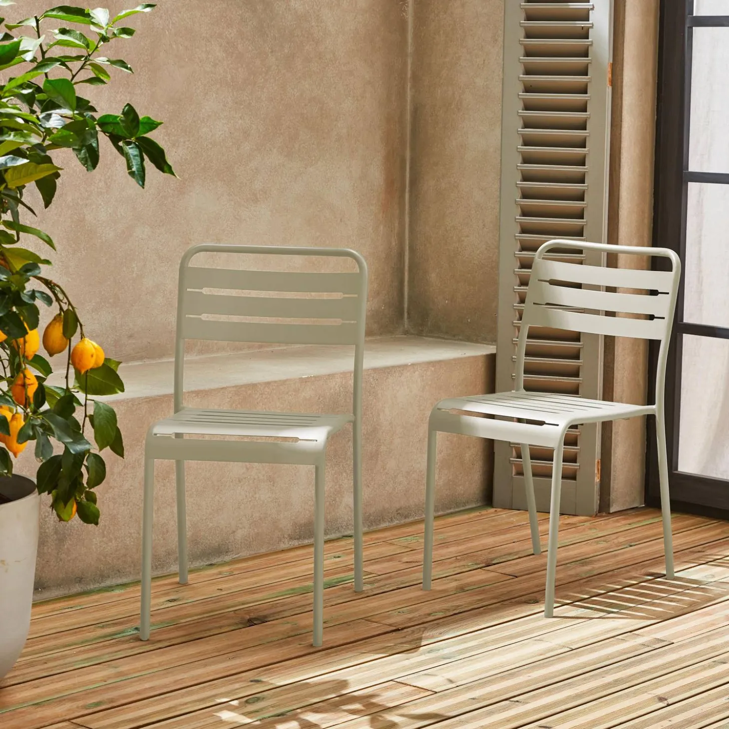 2er-Set Gartenstühle aus Stahl