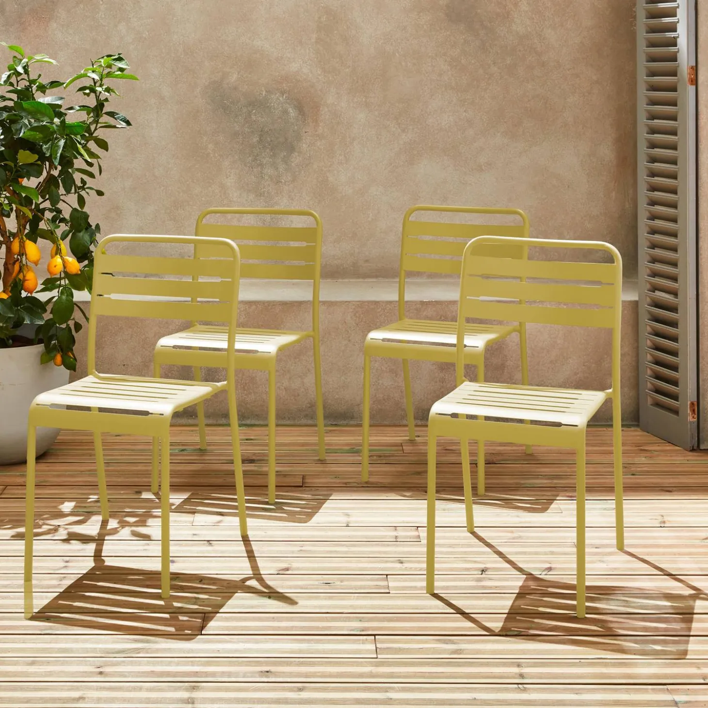 4er-Set Gartenstühle aus Stahl
