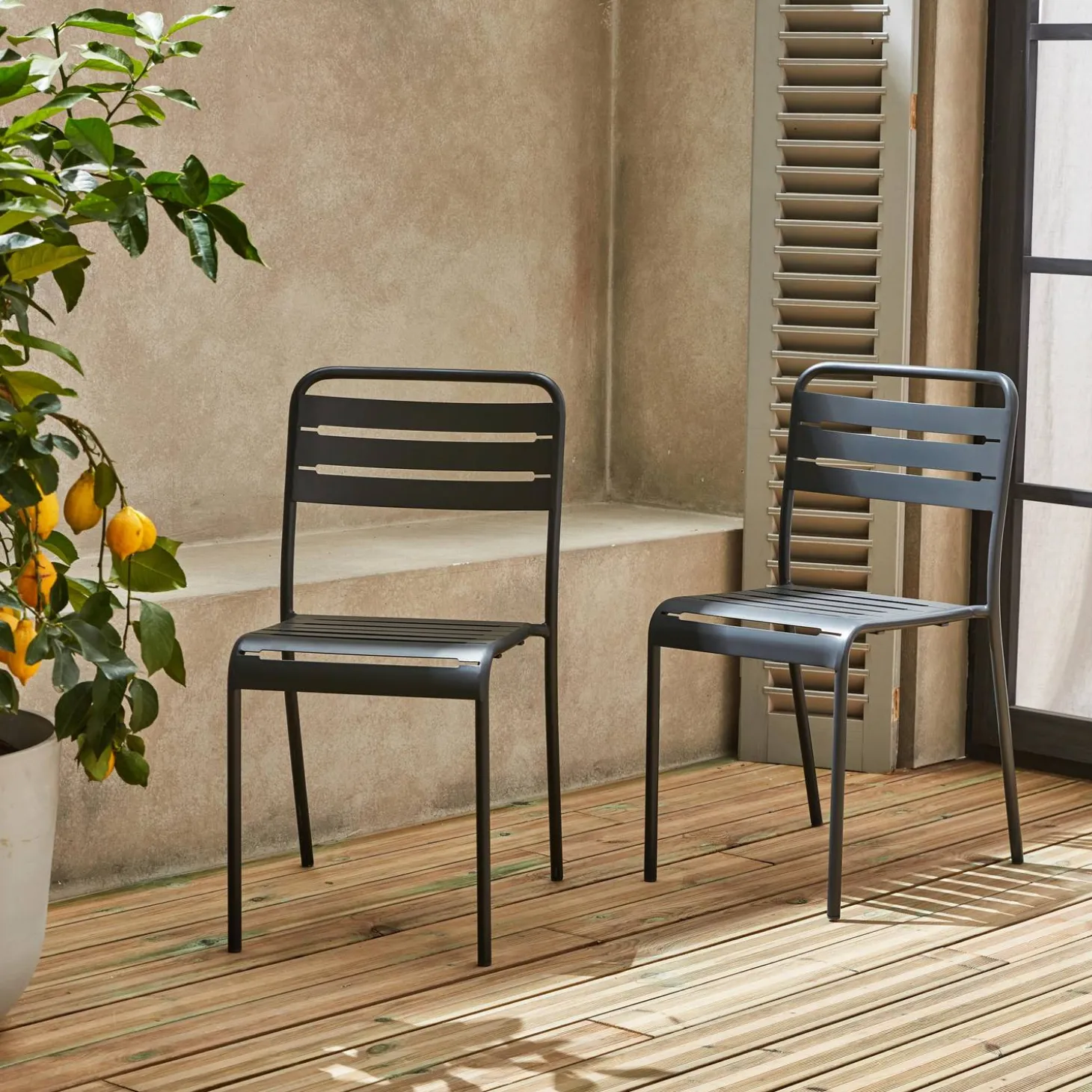 2er-Set Gartenstühle aus Stahl