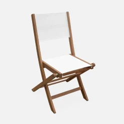 2er Set Gartenstühle Klappstühle, Holz und Textilene