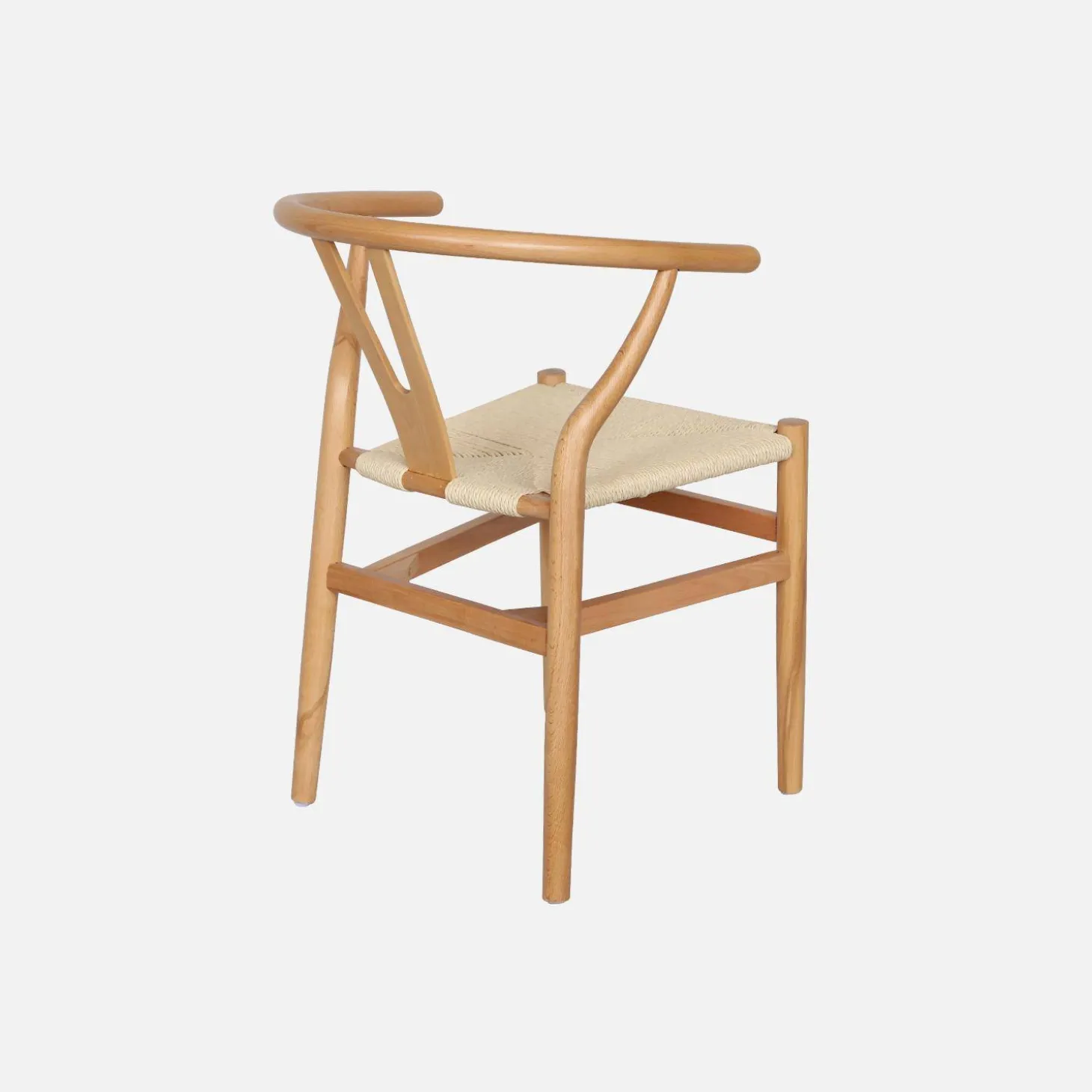 2er-Set Holzstühle mit Sitzfläche aus Seilbespannung