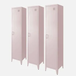 3er-Set industrielle Kleiderschränke aus Stahl mit 4 Ablageflächen