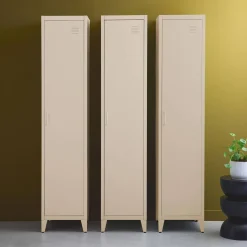 3er-Set industrielle Kleiderschränke aus Stahl mit 4 Ablageflächen