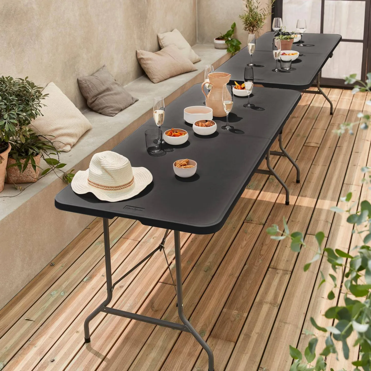 2er-Set klappbare Partytische aus Kunststoff 180 cm