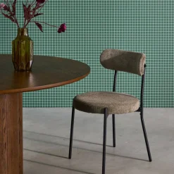 2er-Set Metallstühle mit Chenille-Bezug