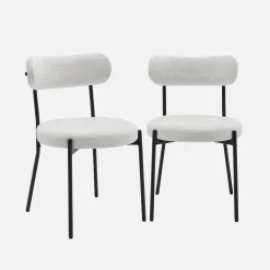 2er-Set Metallstühle mit Chenille-Bezug