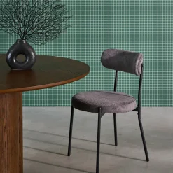2er-Set Metallstühle mit Chenille-Bezug
