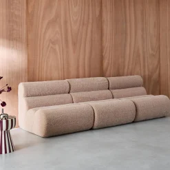 3er-Set modulare Lounge-Sessel mit Bezug im Alpaka-Look
