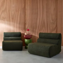 2er-Set modulare Lounge-Sessel mit strukturiertem Bouclé-Bezug
