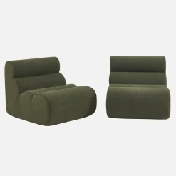 2er-Set modulare Lounge-Sessel mit strukturiertem Bouclé-Bezug