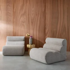 2er-Set modulare Lounge-Sessel mit strukturiertem Bouclé-Bezug
