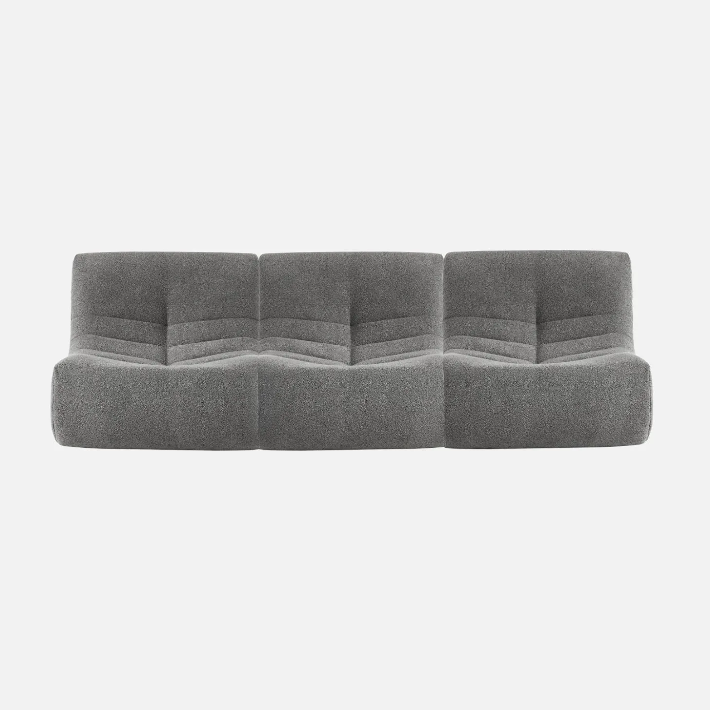 3er-Set modulare 1-Sitzer Sessel mit strukturiertem Bouclé-Bezug