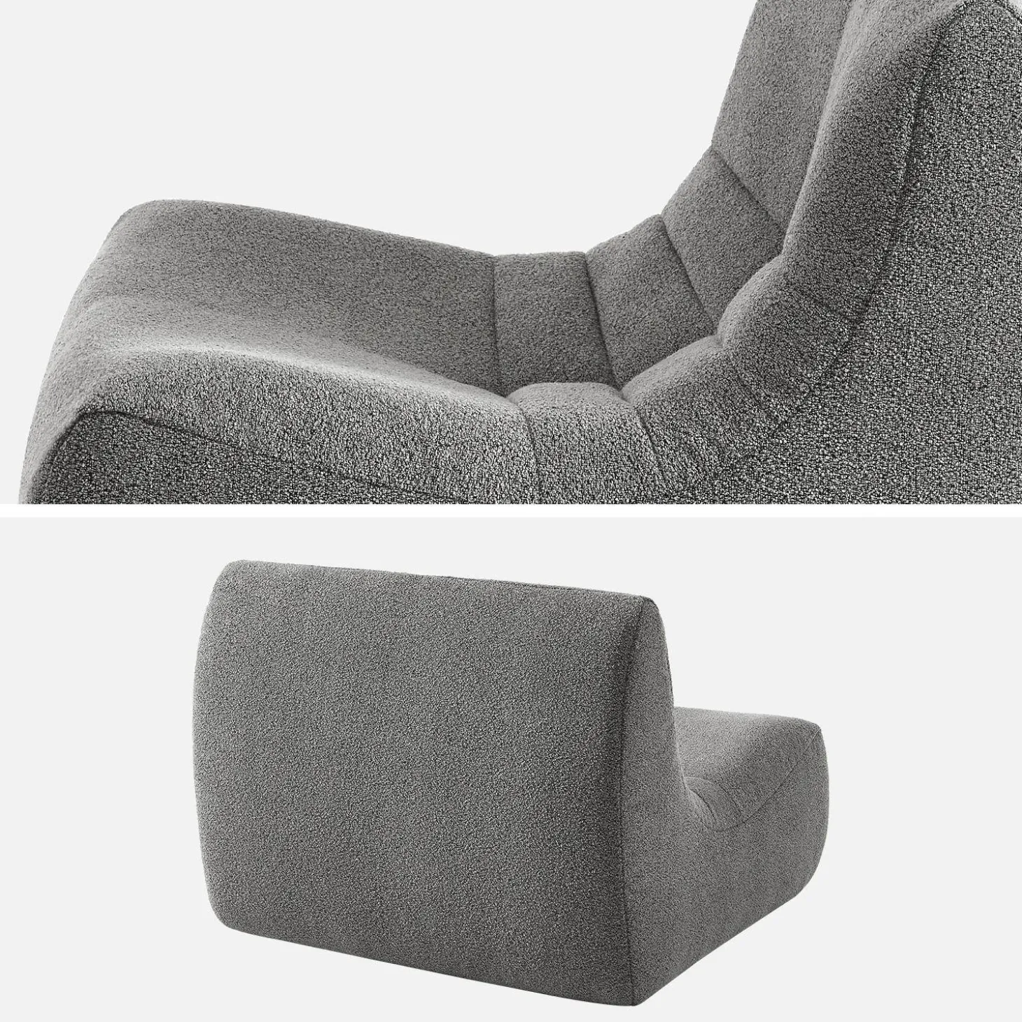 3er-Set modulare 1-Sitzer Sessel mit strukturiertem Bouclé-Bezug