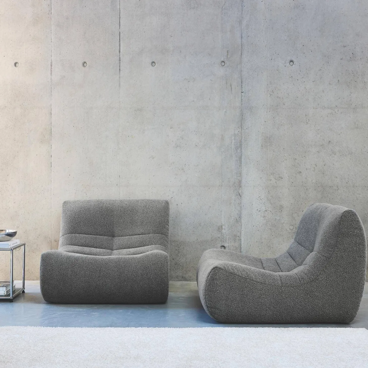 2er-Set modulare 1-Sitzer Sessel mit strukturiertem Bouclé-Bezug