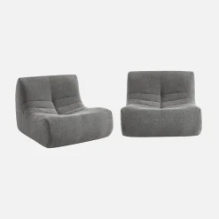 2er-Set modulare 1-Sitzer Sessel mit strukturiertem Bouclé-Bezug