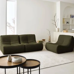 3er-Set modulare 1-Sitzer Sessel mit strukturiertem Bouclé-Bezug