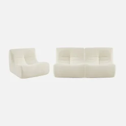 3er-Set modulare 1-Sitzer Sessel mit strukturiertem Bouclé-Bezug