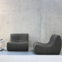 2er-Set modulare 1-Sitzer Sessel mit strukturiertem Bouclé-Bezug