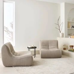 2er-Set modulare 1-Sitzer Sessel mit strukturiertem Bouclé-Bezug
