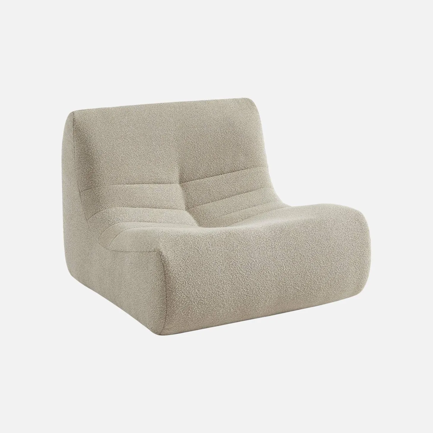 2er-Set modulare 1-Sitzer Sessel mit strukturiertem Bouclé-Bezug
