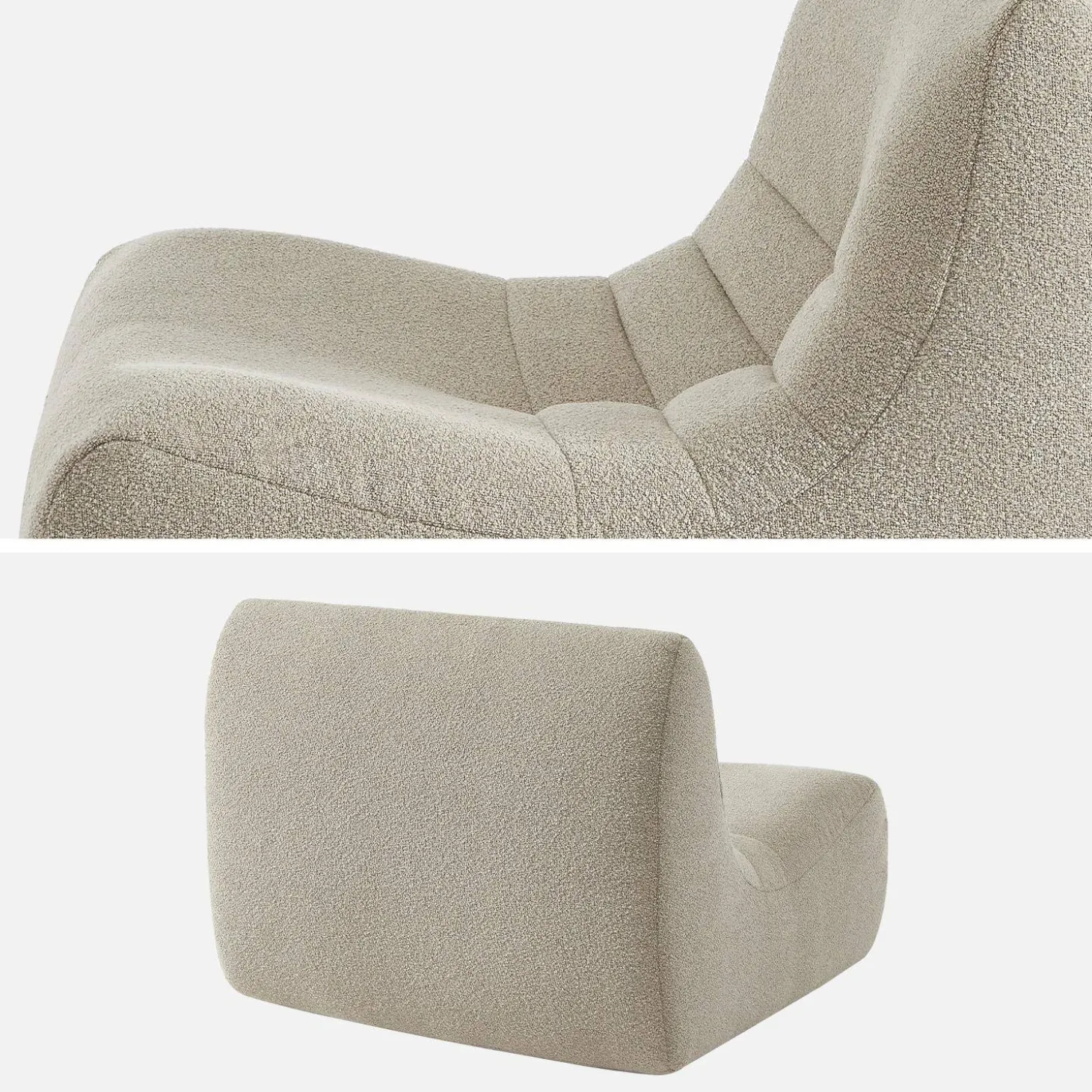 2er-Set modulare 1-Sitzer Sessel mit strukturiertem Bouclé-Bezug