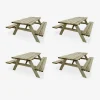 4er Set Picknicktisch 180 cm Holz, 6 Personen - PANCHINA
