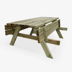 4er Set Picknicktisch 180 cm Holz, 6 Personen - PANCHINA