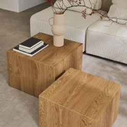 2er-Set quadratische Couchtische mit Holzoptik