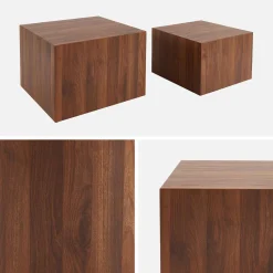 2er-Set quadratische Couchtische mit Holzoptik