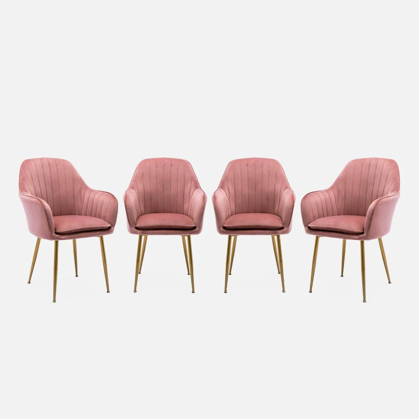 4er-Set Samt-Sessel mit Metallbeinen