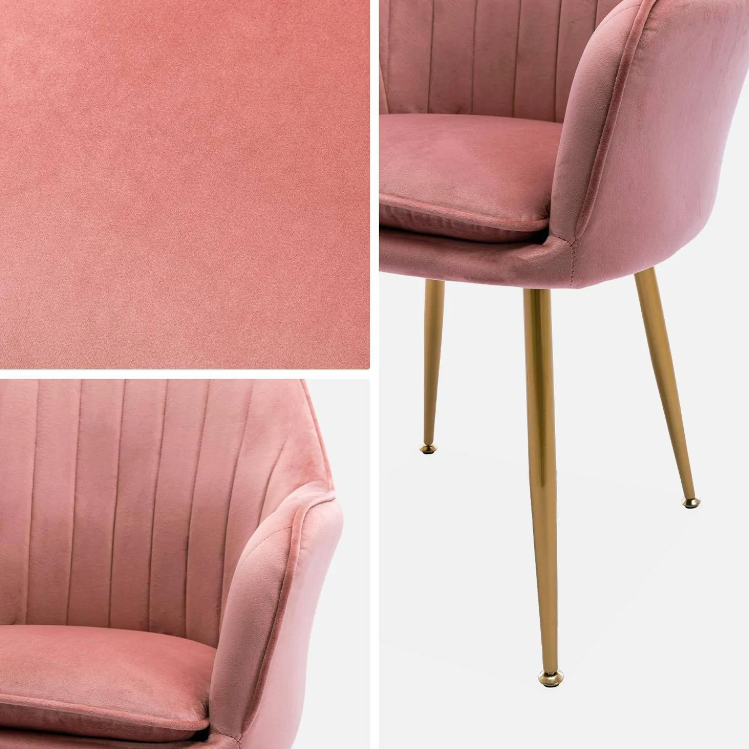 4er-Set Samt-Sessel mit Metallbeinen