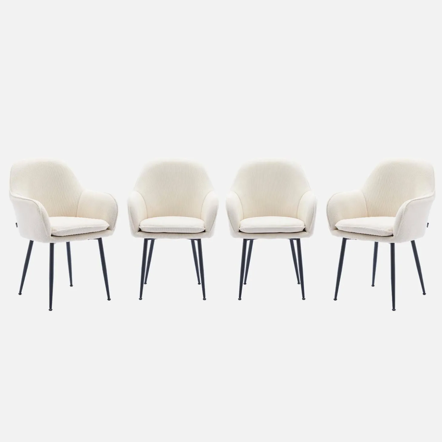 4er Set Samt Sessel mit Metallbeinen