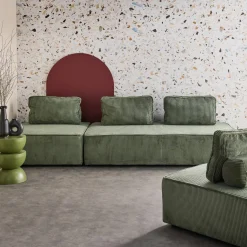 2er-Set Sessel und 2-Sitzer Sofa mit Cordbezug