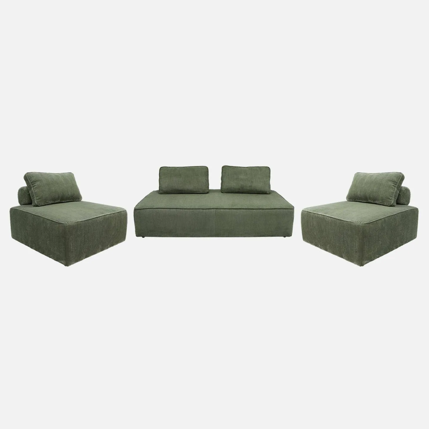 2er-Set Sessel und 2-Sitzer Sofa mit Cordbezug