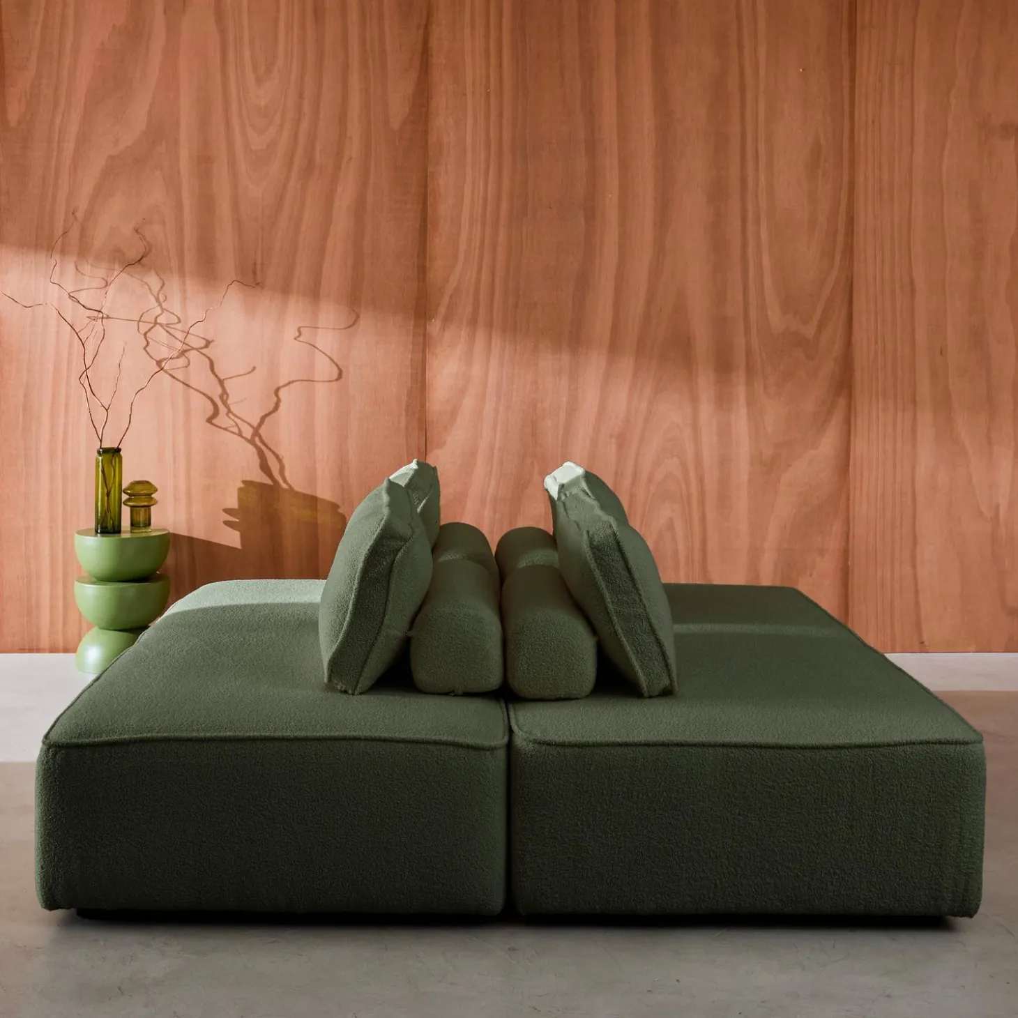 2er-Set 2-Sitzer Sofas mit Bouclé-Bezug für ein modulares Sofa