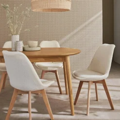 4er-Set skandinavische Stühle mit Holzbeinen