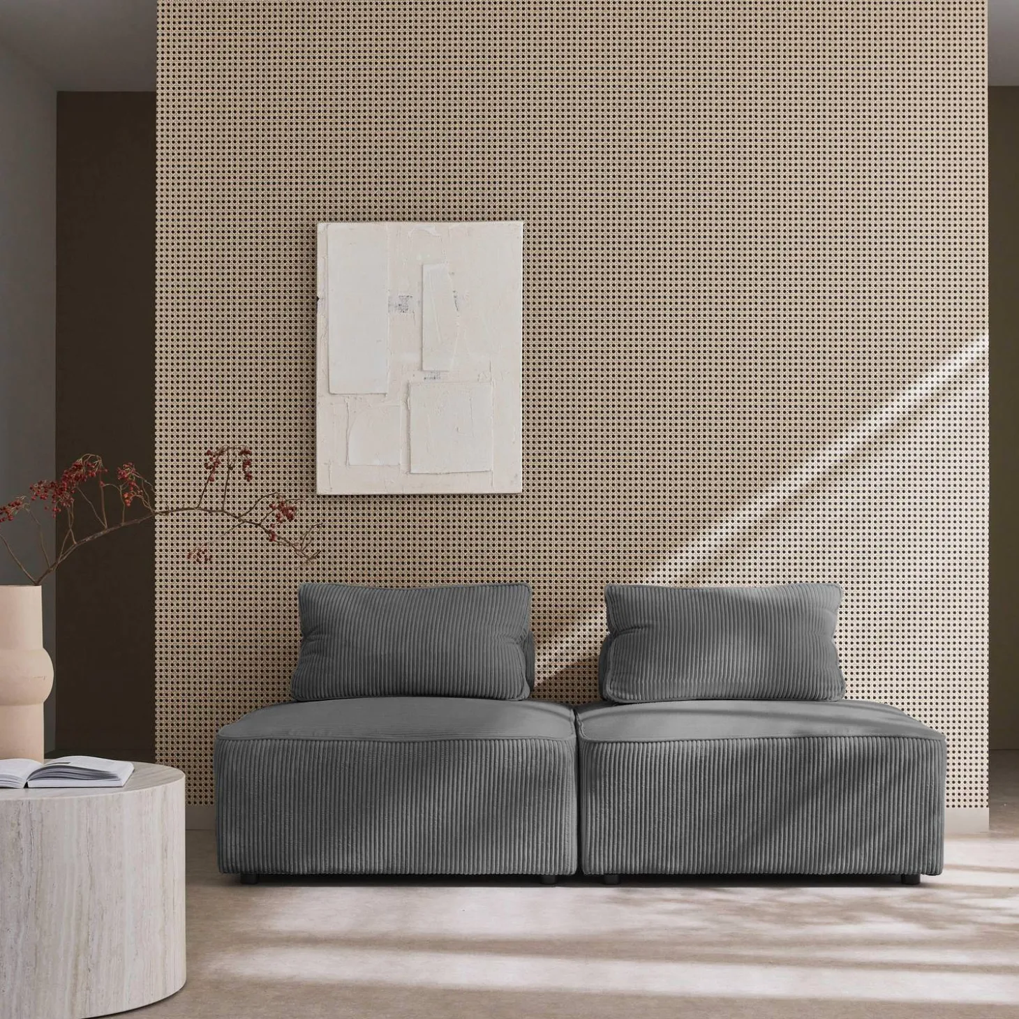 2er-Set Sofa-Modul-Sessel mit Cordbezug