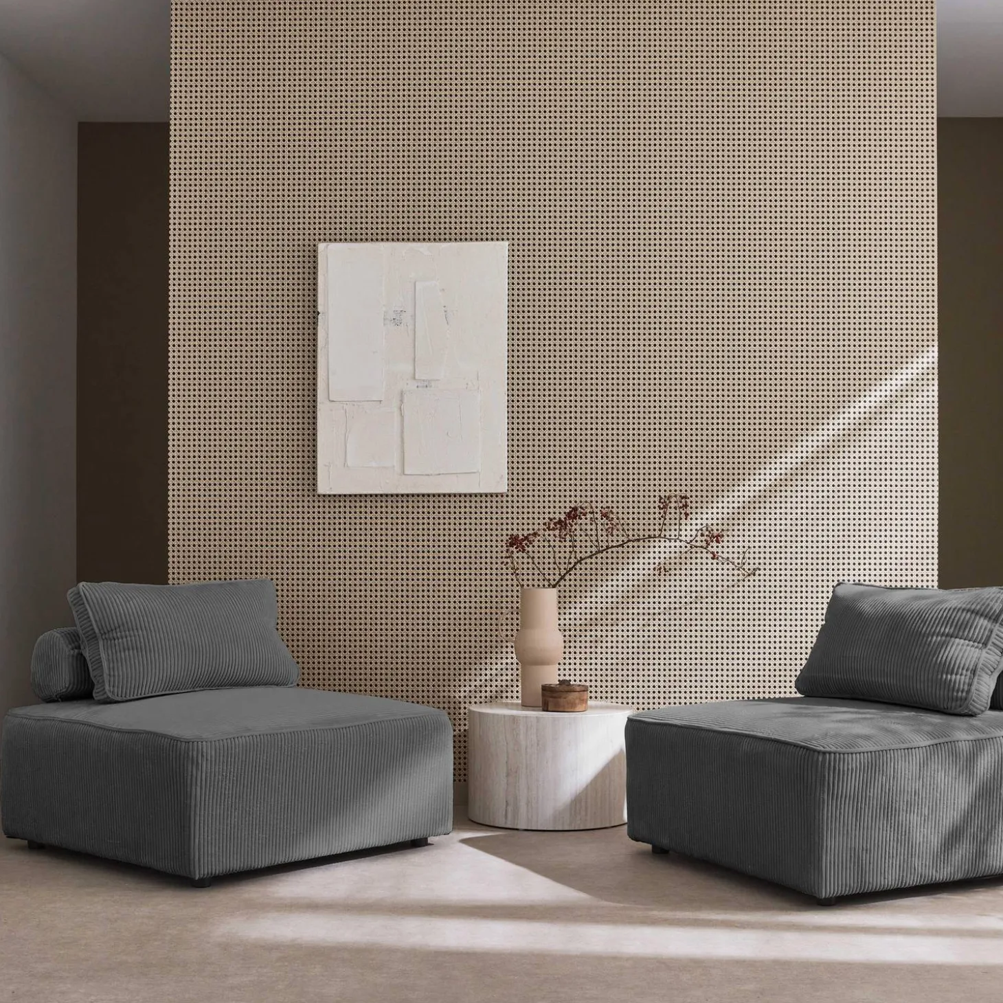 2er-Set Sofa-Modul-Sessel mit Cordbezug