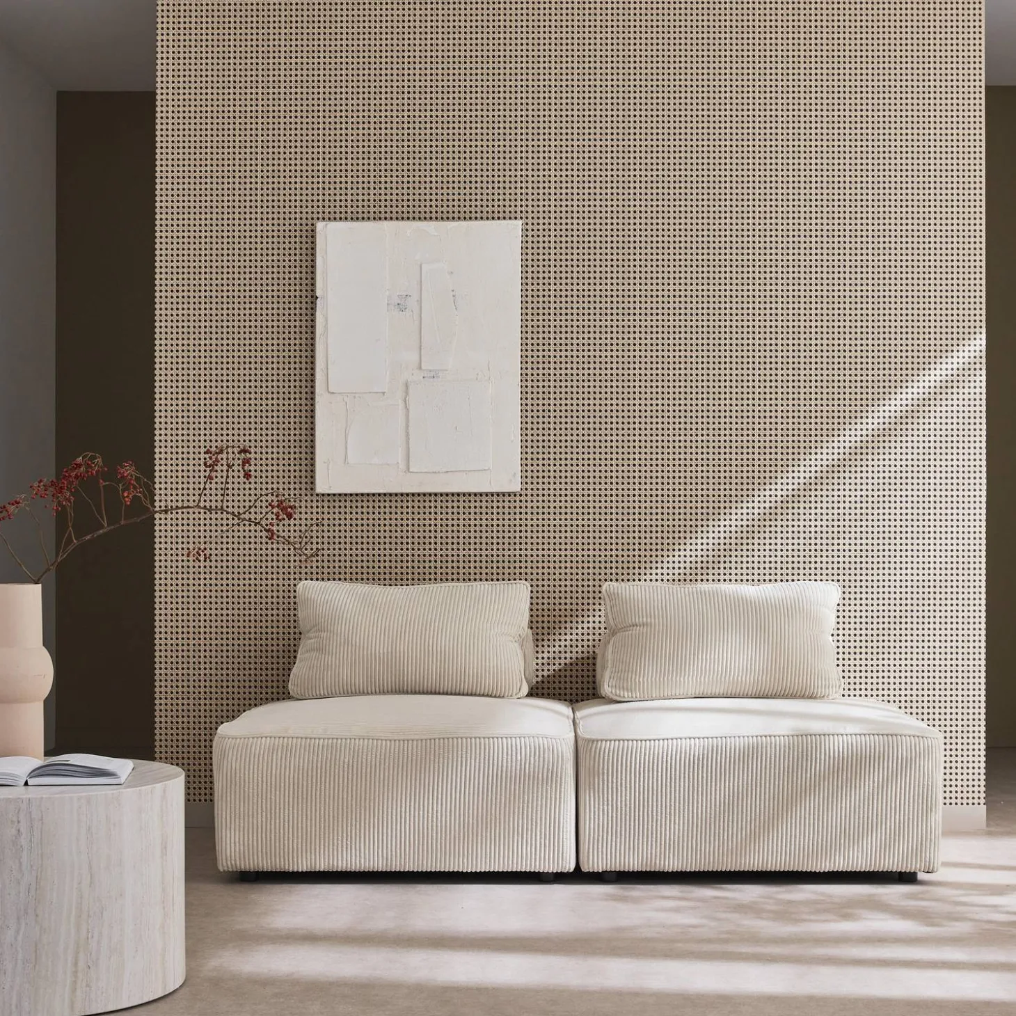 2er-Set Sofa-Modul-Sessel mit Cordbezug