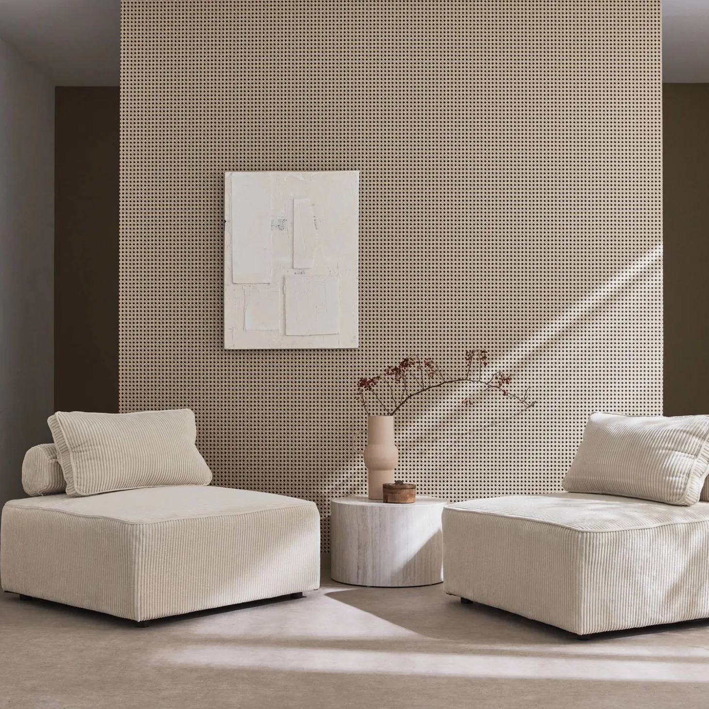 2er-Set Sofa-Modul-Sessel mit Cordbezug