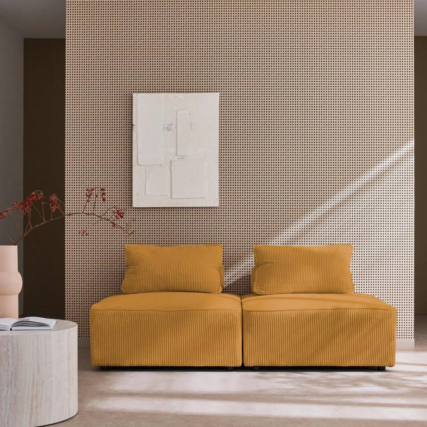 2er-Set Sofa-Modul-Sessel mit Cordbezug