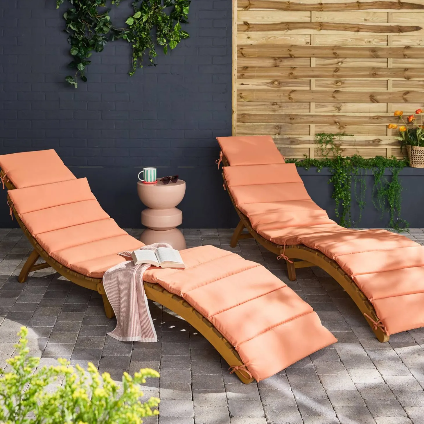2er-Set Sonnenliegen aus Akazienholz