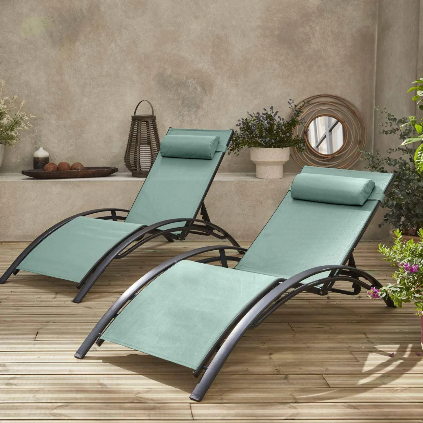 2er-Set Sonnenliegen aus Aluminium mehrfach verstellbar
