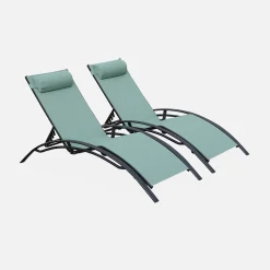2er-Set Sonnenliegen aus Aluminium mehrfach verstellbar