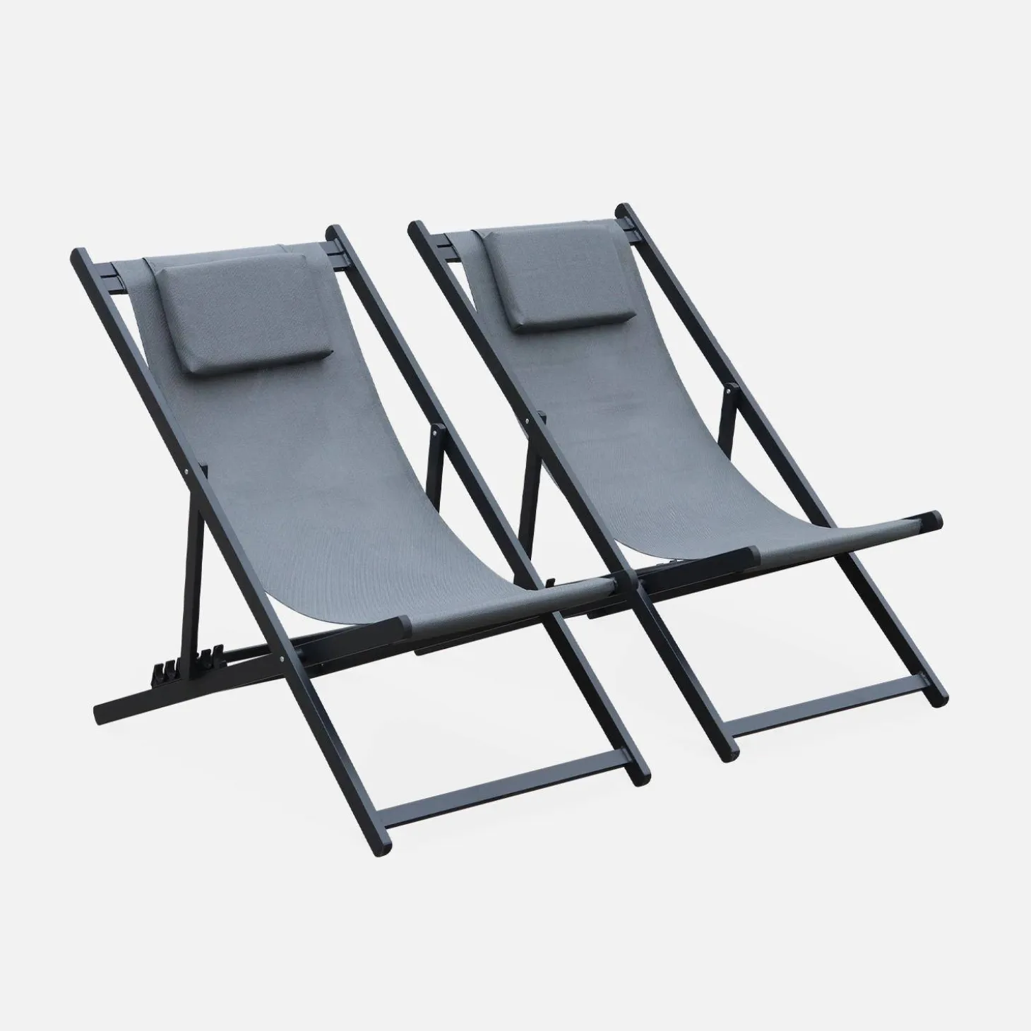 2er-Set Sonnenliegen aus Aluminium, mehrfach verstellbar