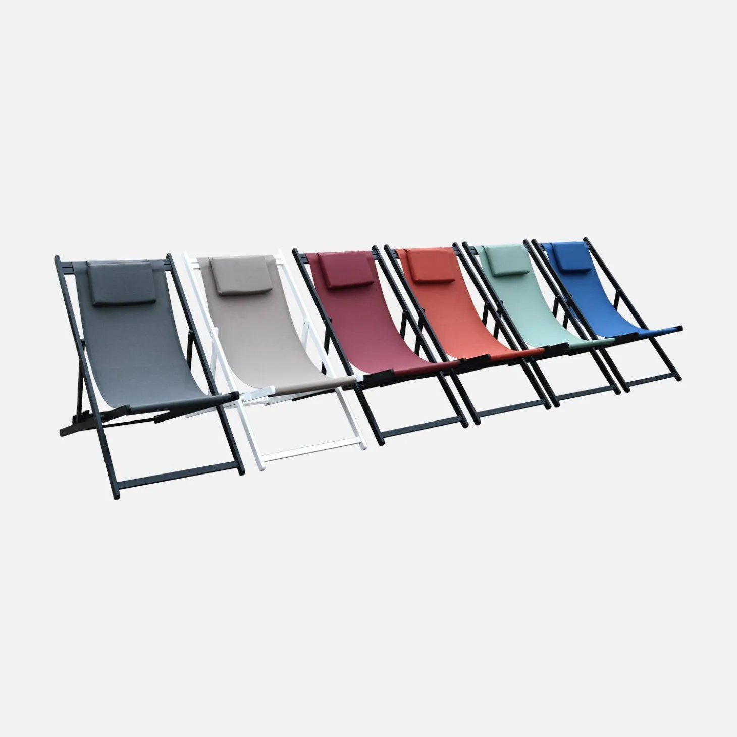 2er-Set Sonnenliegen aus Aluminium, mehrfach verstellbar