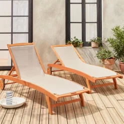 2er-Set Sonnenliegen aus Holz