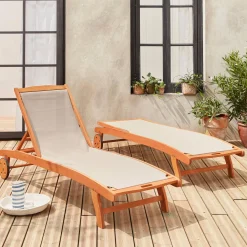2er-Set Sonnenliegen aus Holz