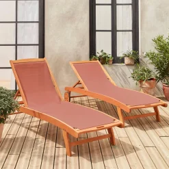 2er-Set Sonnenliegen aus Holz